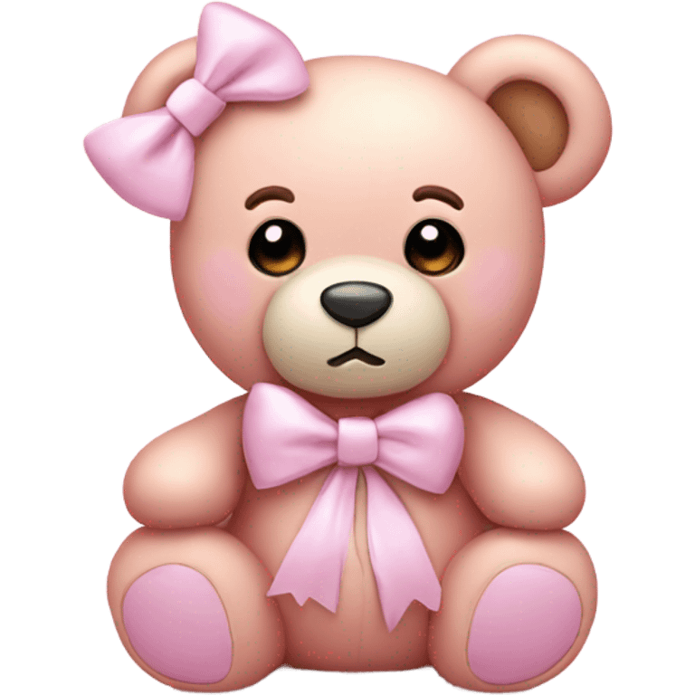 pastel pink teddy bear with bows emoji