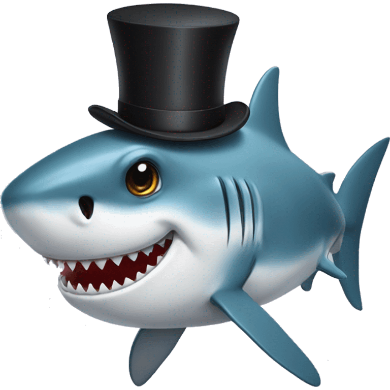 Shark with a top hat emoji