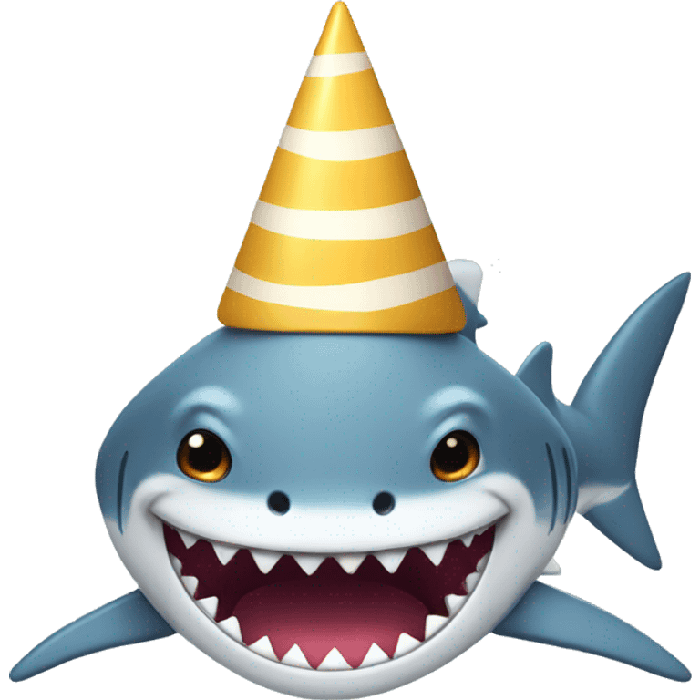 Shark with a party hat emoji