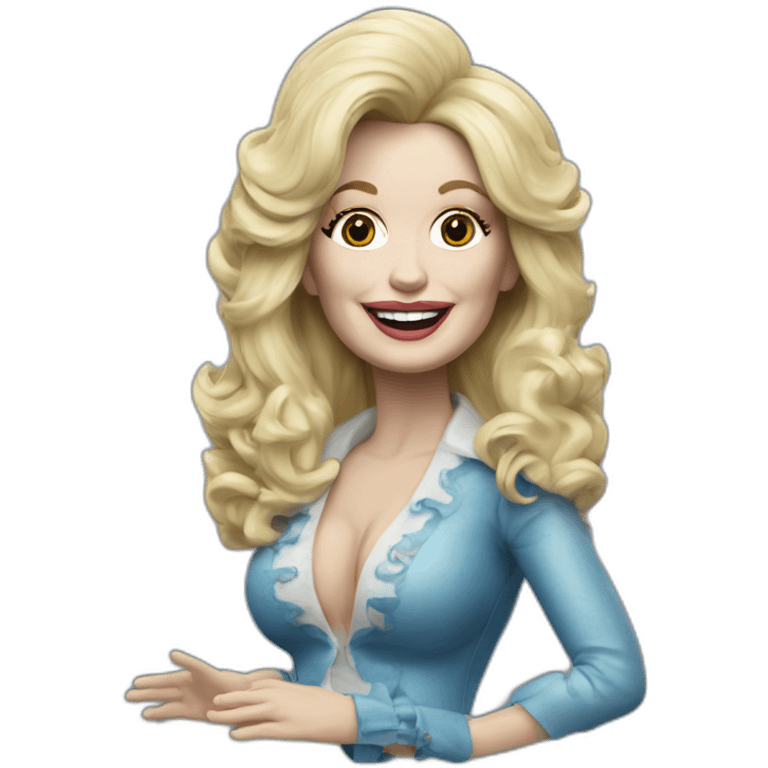 Hyper-realistic Dolly parton surfing emoji