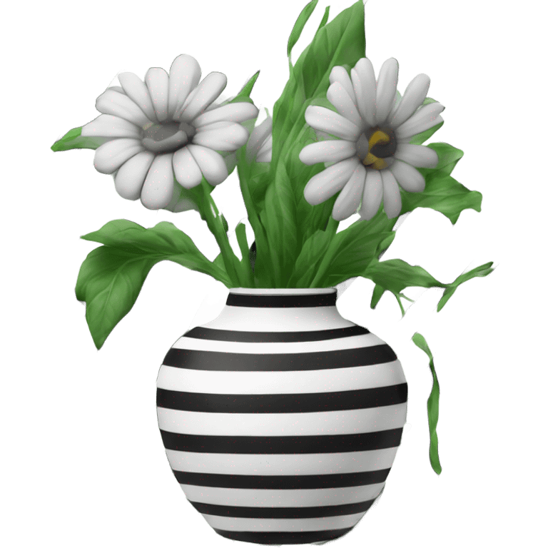 Flowers in black and white striped vase emoji