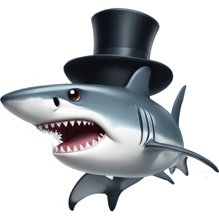 Shark with a top hat emoji