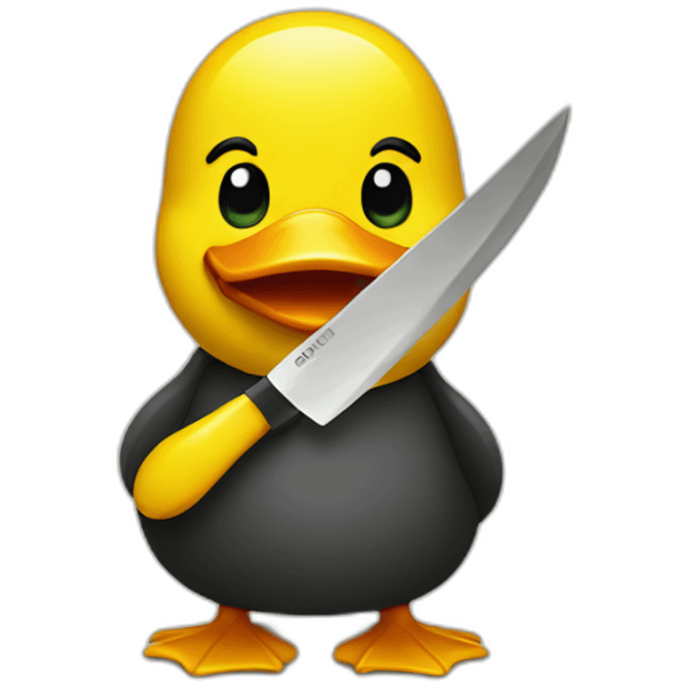 A yellow duck holding a knife emoji