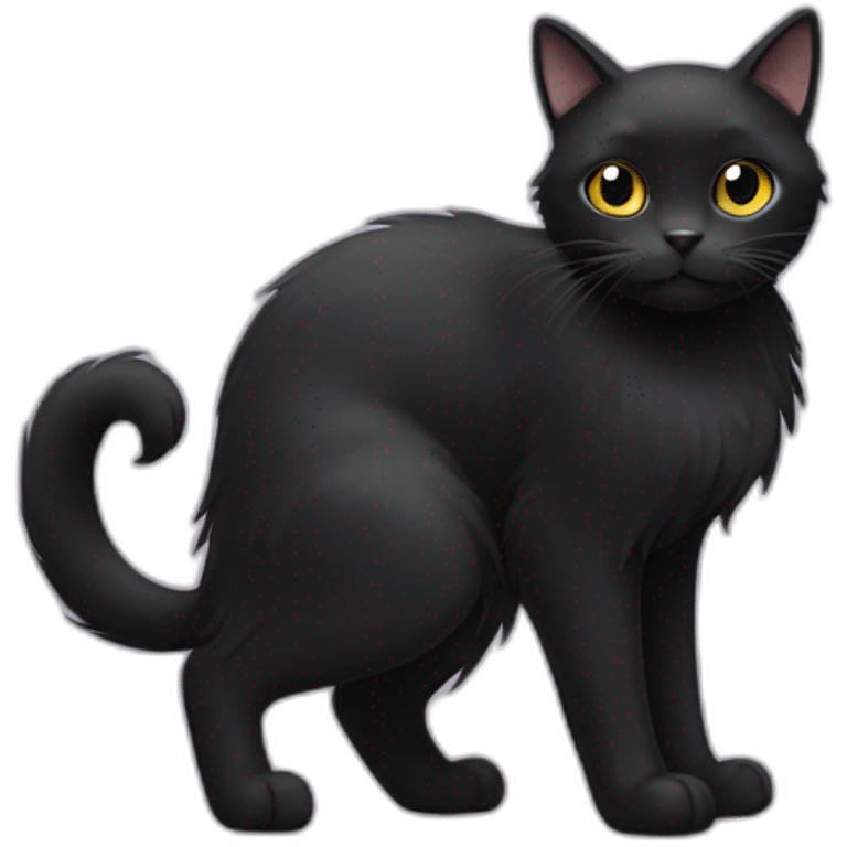 Black cat with long hair emoji