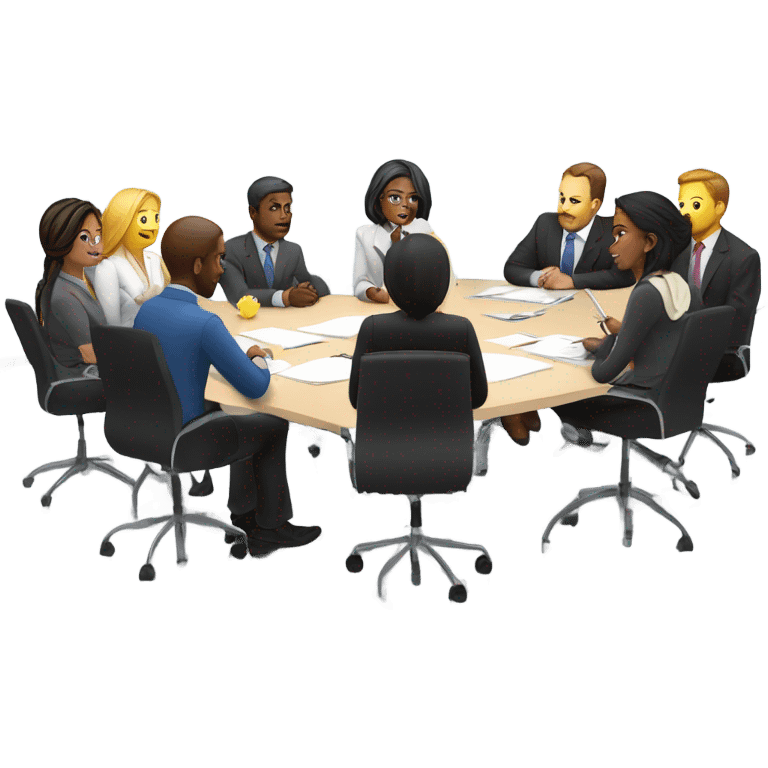 team meeting at a table emoji