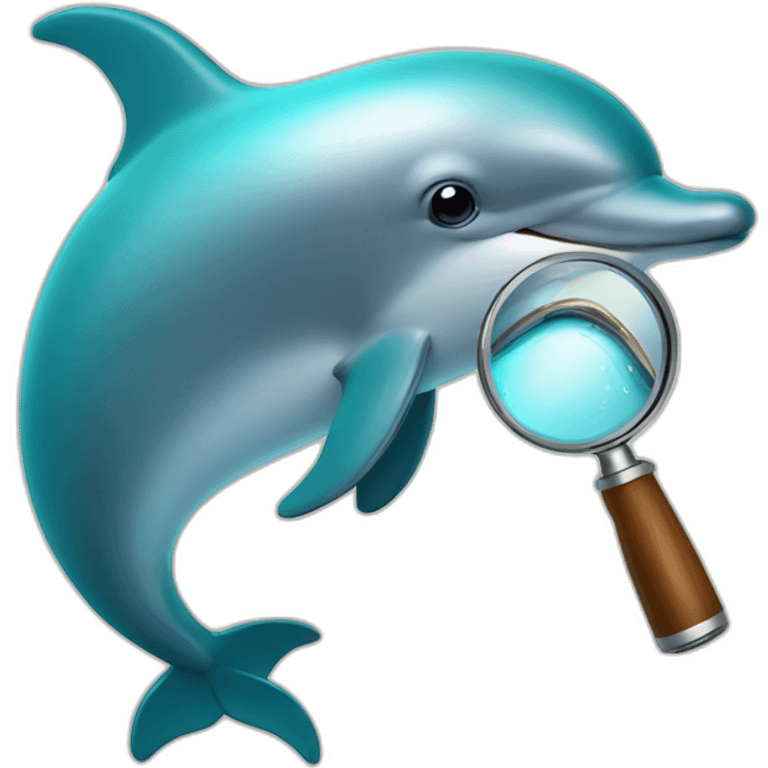 A dolphin with a magnifying glass emoji