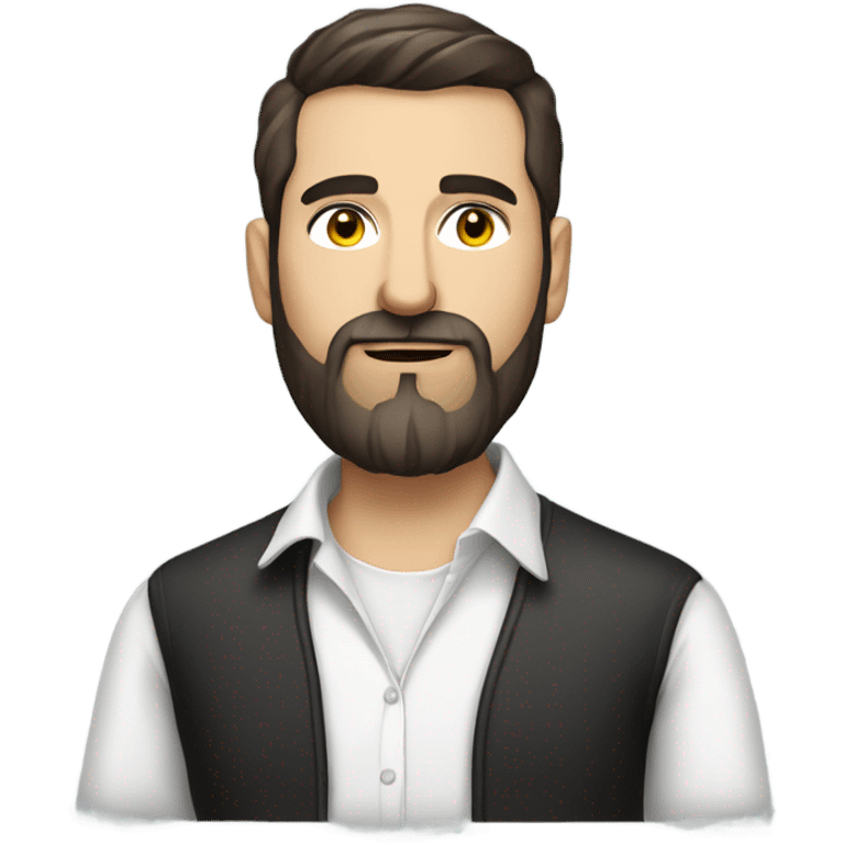 a modern Ukrainian brunette writer with a fashionable beard in a white shirt emoji