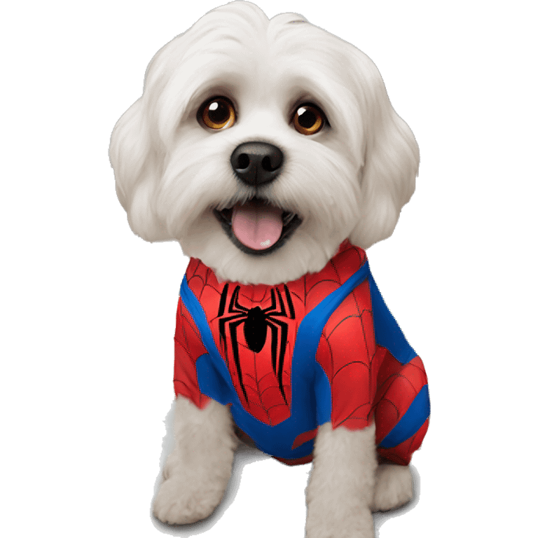 A dog wearing a spiderman costume  emoji