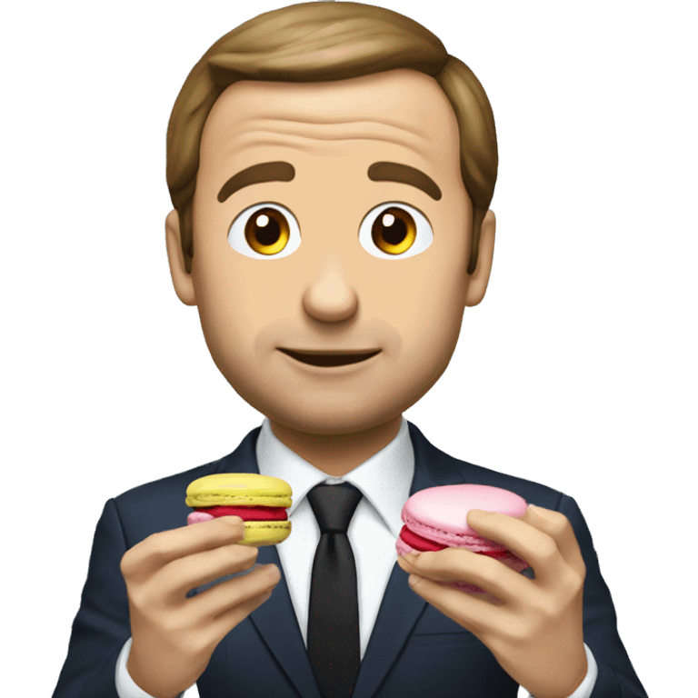 macron qui mange un macaron  emoji