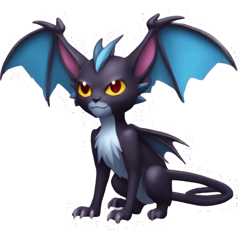  Kawaii Edgy Cool Vampiric Beautiful Noivern-Nargacuga-Litten with big Bat Ears full body emoji