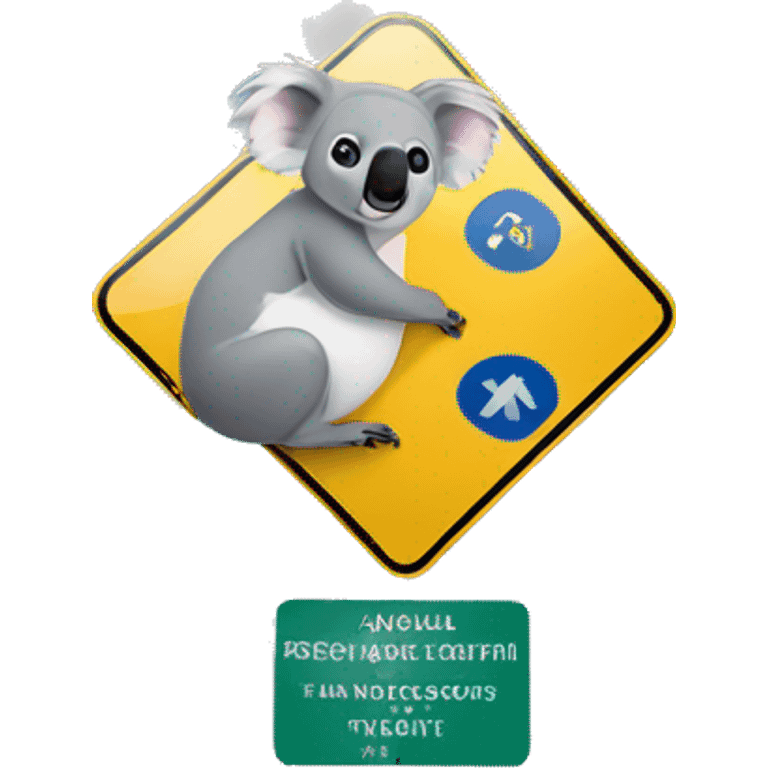 Koala on the road sign emoji