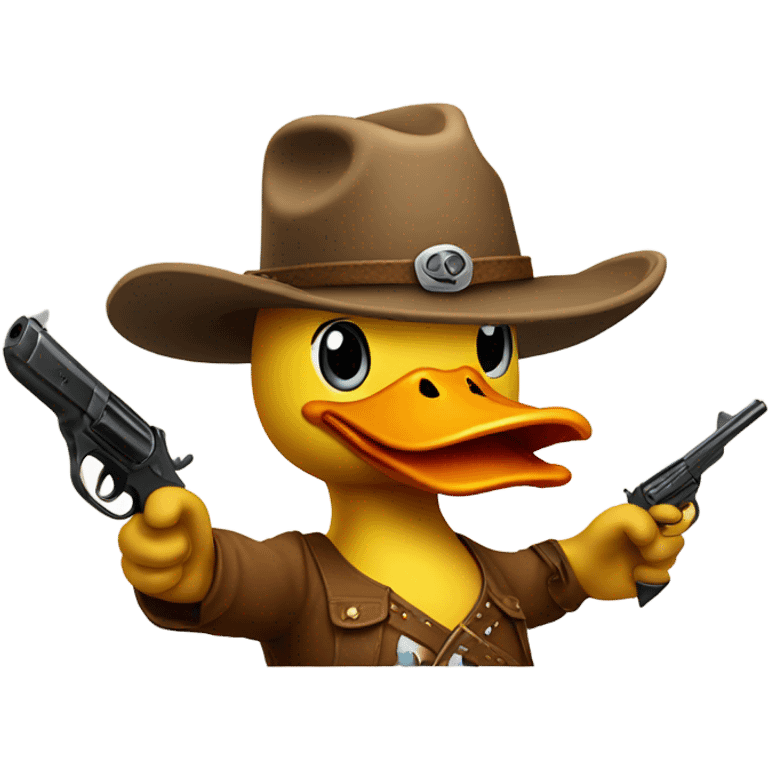 Duck with cowboy hat pointing a gun  emoji