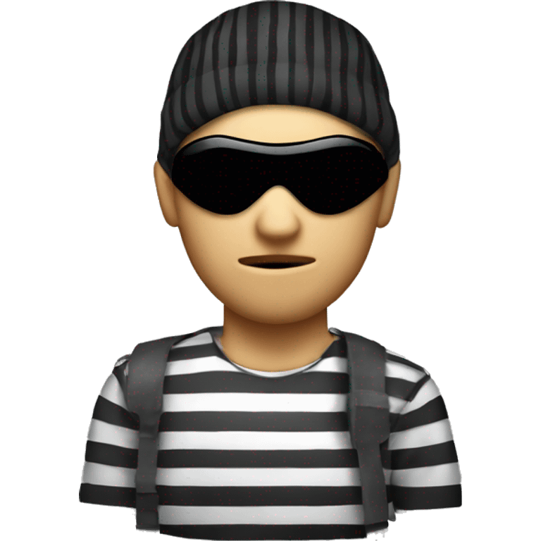 A thief with a striped shirt a money bag and a black eye mask emoji