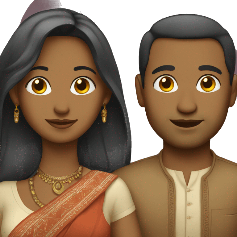 Indian woman white man couple emoji