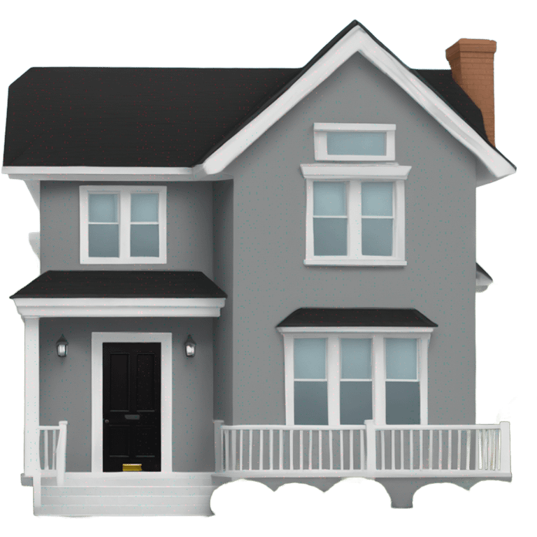 Grey 2 story house white trim black front door emoji