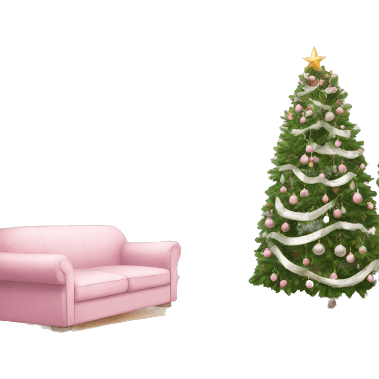 pink room with white christmas tree  emoji