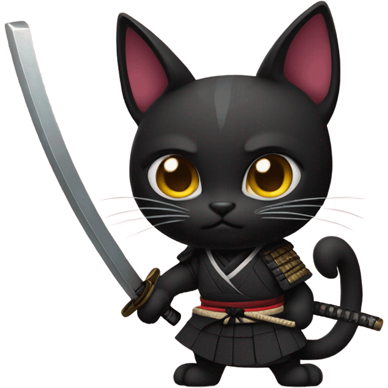 Black samurai Cat with katana emoji