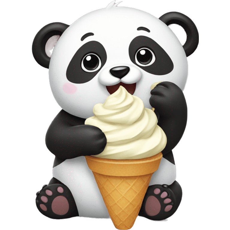 Panda eating ice cream emoji