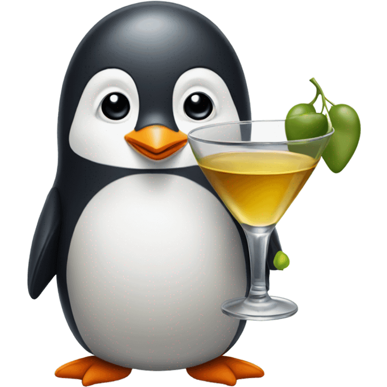 Little penguin drinking a martini emoji