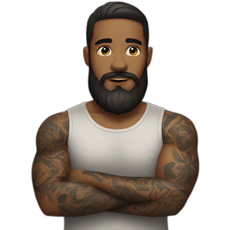 bearded man with tattoo on his arm emoji