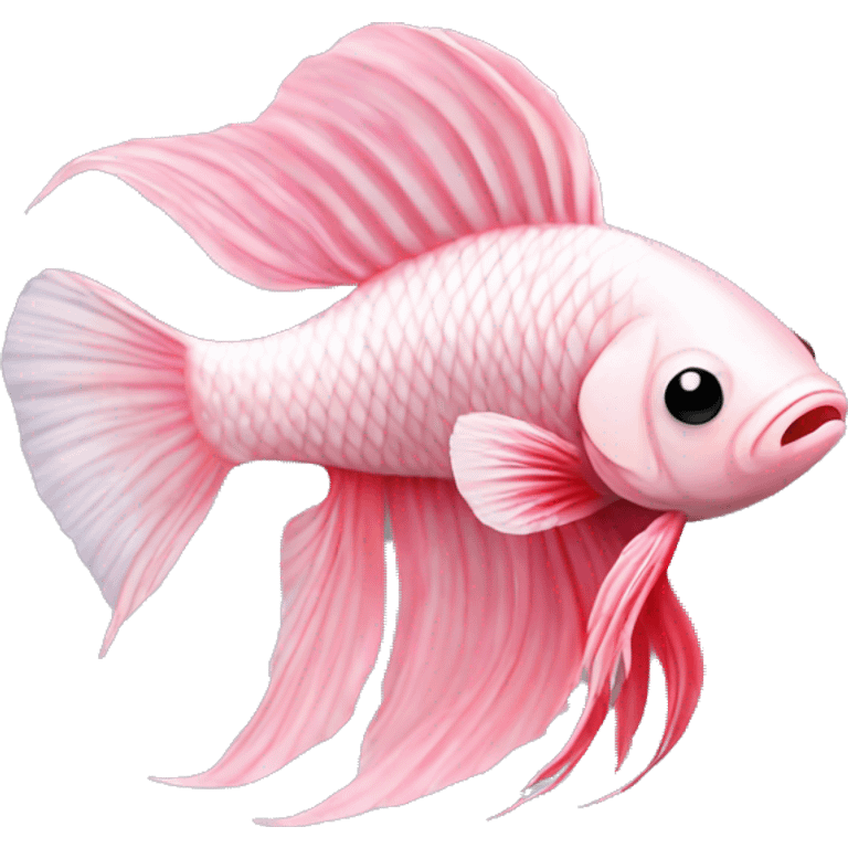 light pink betta fish with little bit of red and black fins emoji