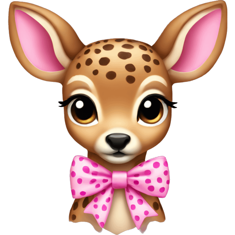 baby deer with pink cheetah print bow emoji