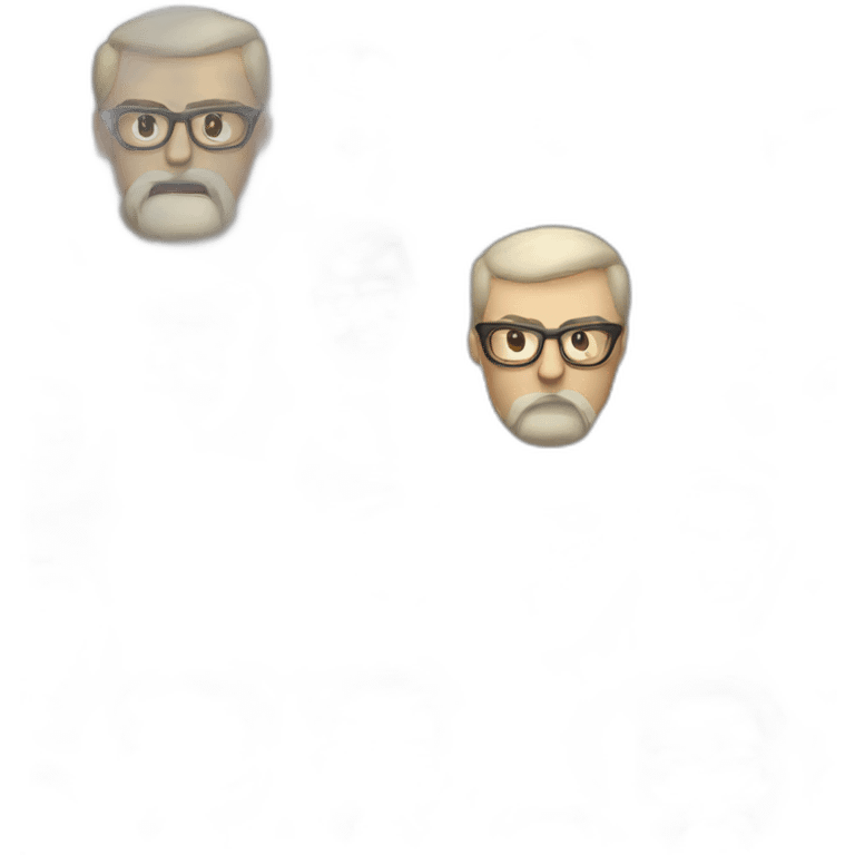 very angry white man with beard, medium lenght dark hair and glasses emoji