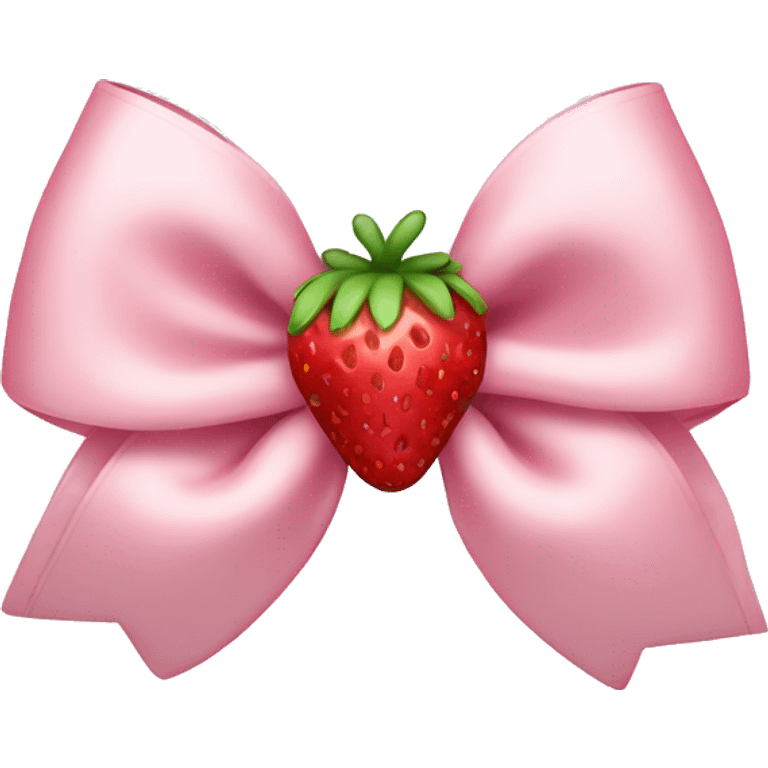 pale pink bow with strawberry in the middle emoji