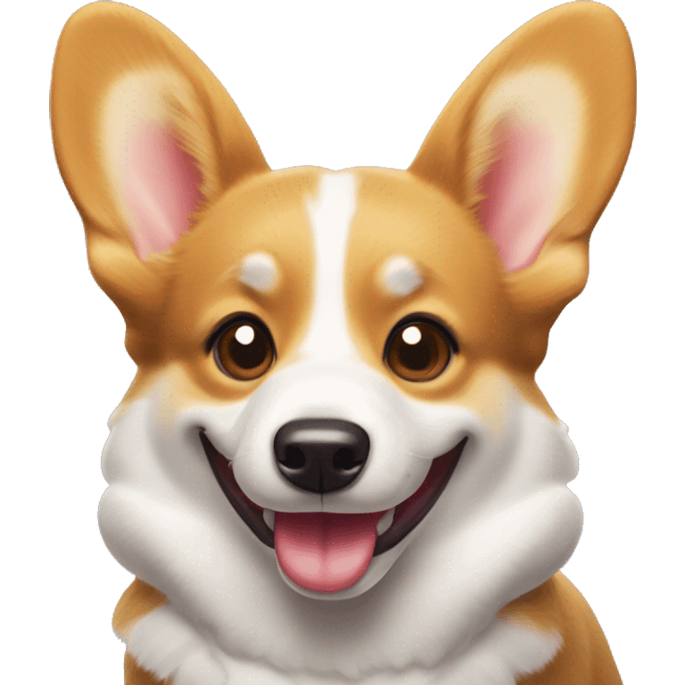 Welsh corgi with a playful grin, sticking out its tongue, expressing mischievous happiness emoji