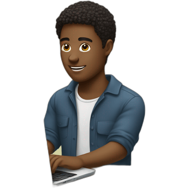 Young man behind a laptopthe baloclave emoji