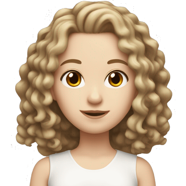 pale white girl with brown shoulder length ringlets hair.   emoji