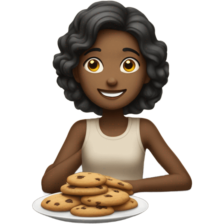 a girl eat cookies emoji