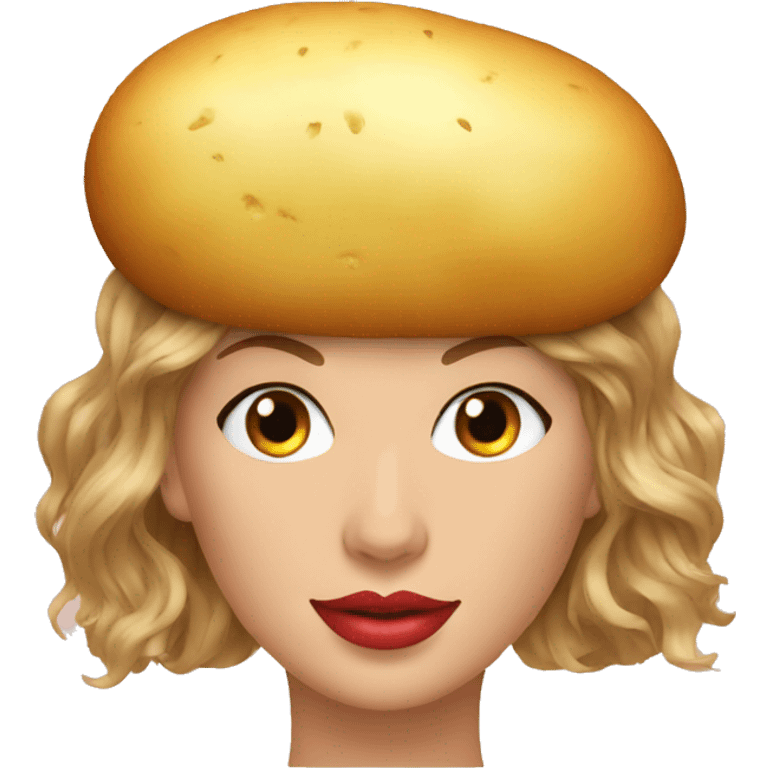 Taylor swift with a potato on her head emoji