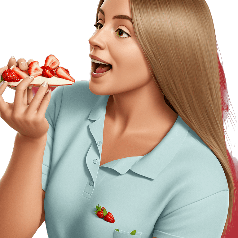 girl enjoying strawberry snack emoji