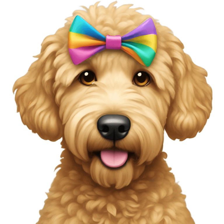 Golden doodle with a bow emoji