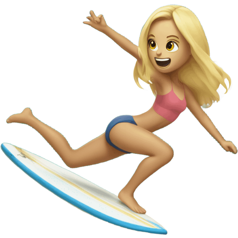 Blonde girl falling off of surfboard  emoji