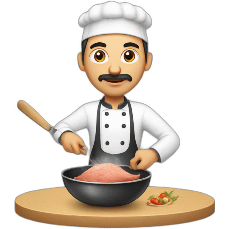 Azerbaijani man cooking an ostrich emoji