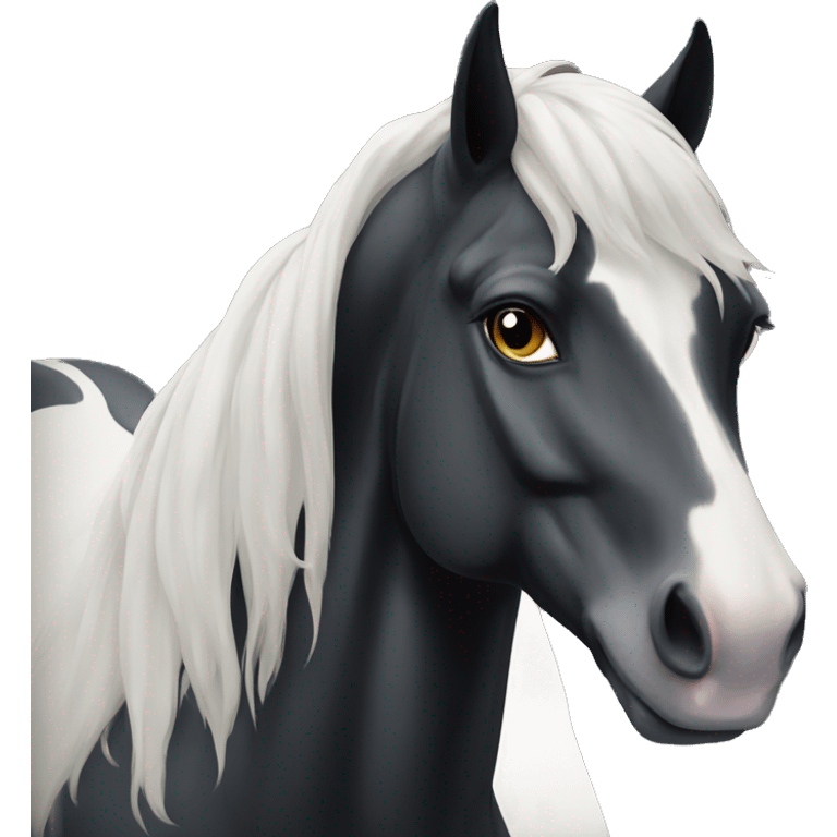 black horse with long wite blaze emoji