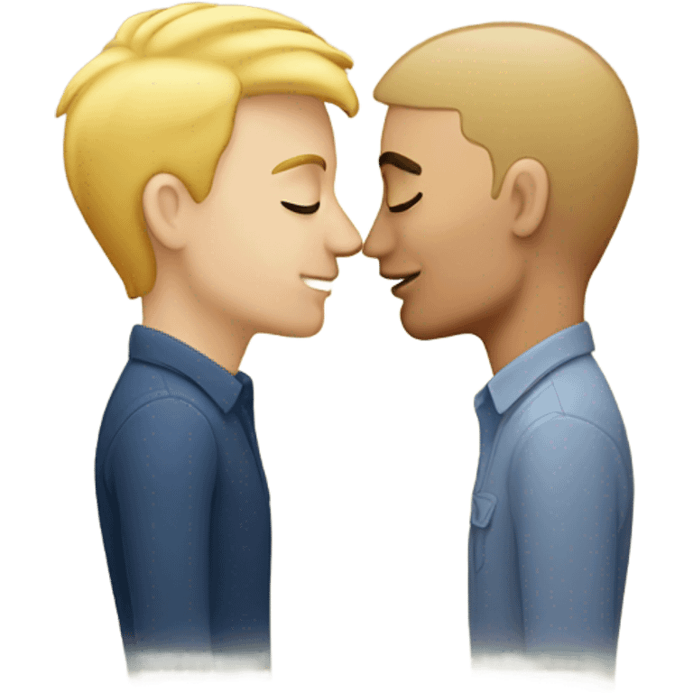 gay blonde white man kissing a gay latin man  emoji