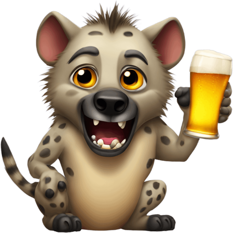 Hyena with beer  emoji