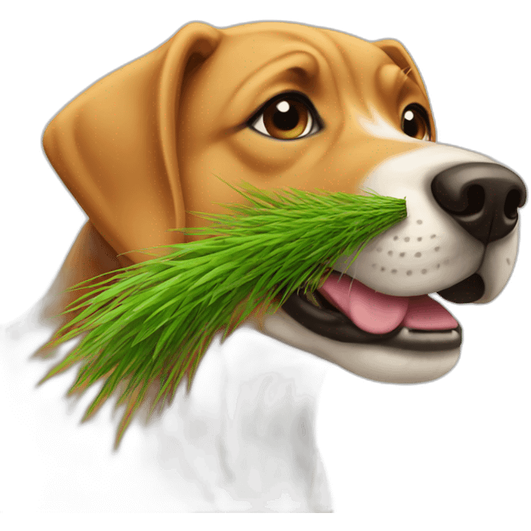 dog with grass in mouth emoji