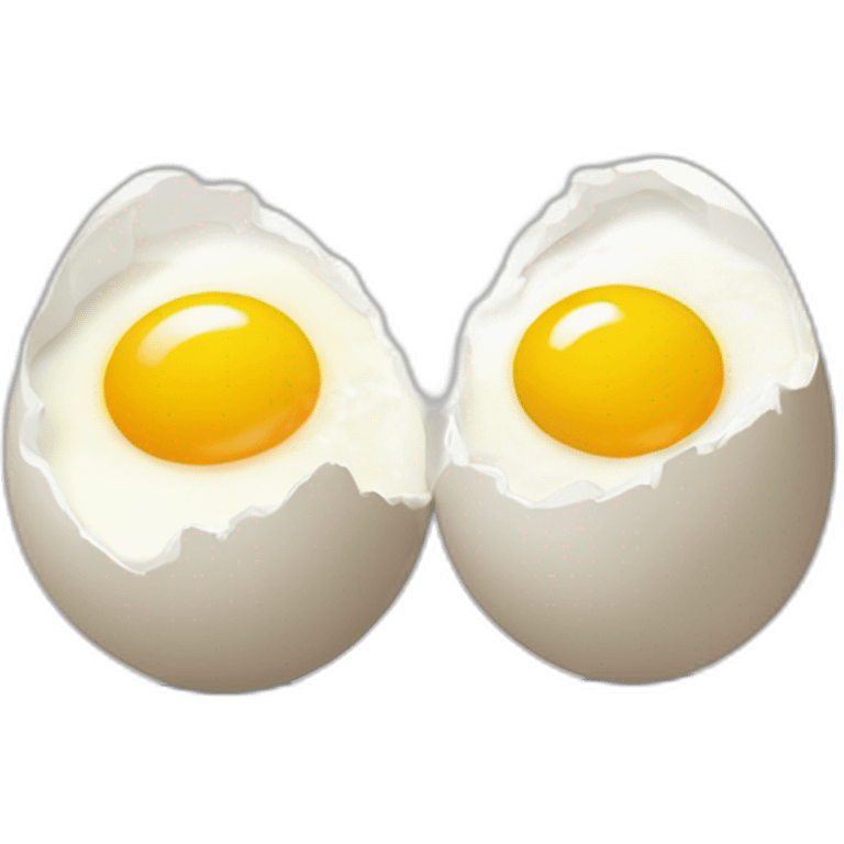 two broken eggs in a puddle of egg-white with a yellow yolk in it emoji