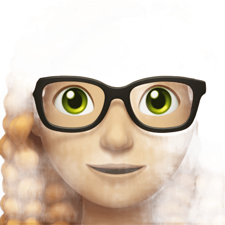 Ginger girl with green eyes and glasses emoji