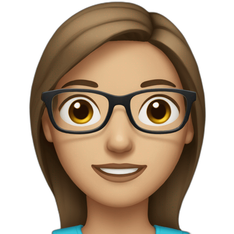 women brown hair, blue eyes and glasses emoji