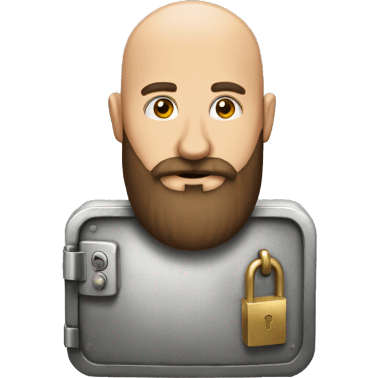 Large bald make with brown beard unlocking a safe emoji