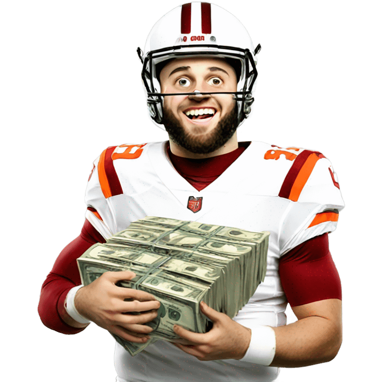 Baker mayfield holding money emoji