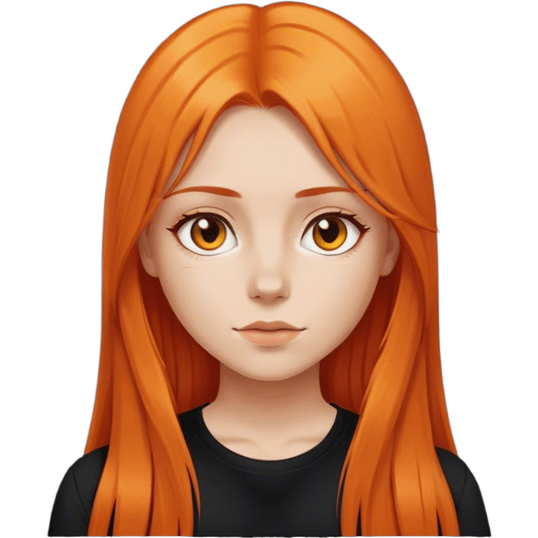 Girl with long orange straight hair and black shirt emoji