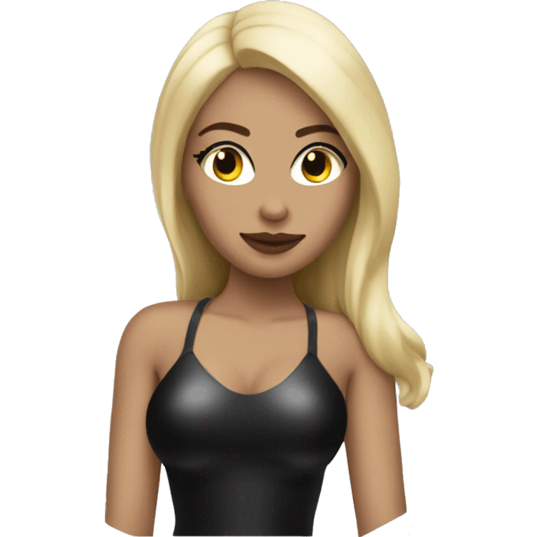 latex beauty in black with blonde hair emoji