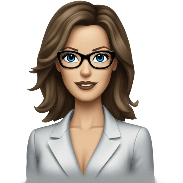  Realistic classy photo Kate Beckinsale blue eyes wearing glasses in a business meeting high fashion  emoji