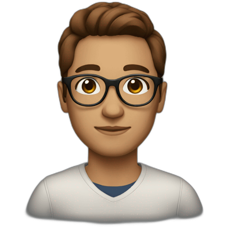 designer with round glasses, brown hair and a side parting emoji